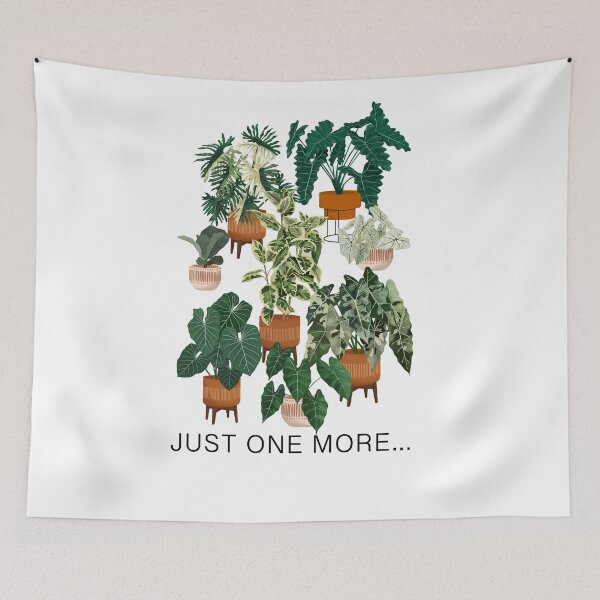 Item preview, Just one more plant, botanical illustration and quote designed and sold by Ana Moguš.