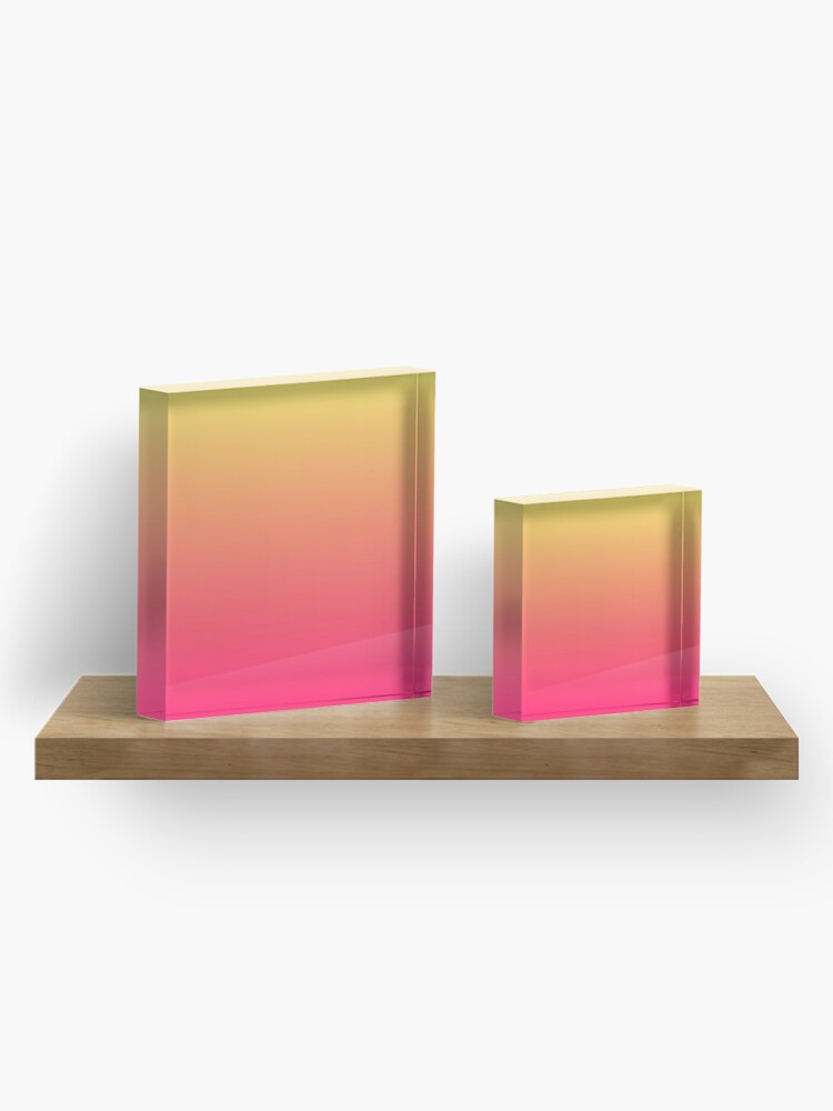 Alternate view of modern chic girly hot pink orange fuschia ombre Acrylic Block