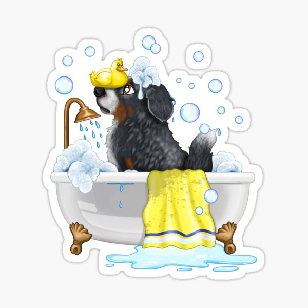 "Dog in the bath bubble bath" Sticker for Sale by ARTemyzz | Redbubble