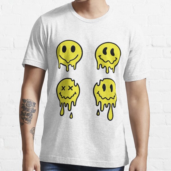 Smiley Face Melting Dripping Smiley Face T Shirt For Sale By Chakerdesigner Redbubble 