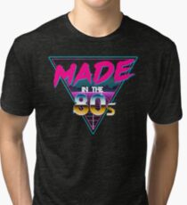 Made in The 80s - Born in Eighties retro Neon Grid Tri-blend T-Shirt