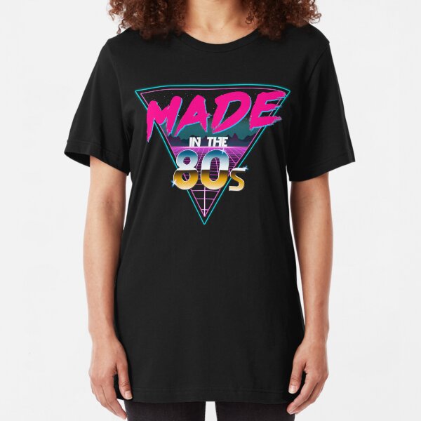 Made in The 80s - Born in Eighties retro Neon Grid Slim Fit T-Shirt