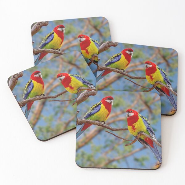 Item preview, Beautiful Eastern Rosella pair, Platycercus eximius, White Cheeked Rosella designed and sold by Orianah.