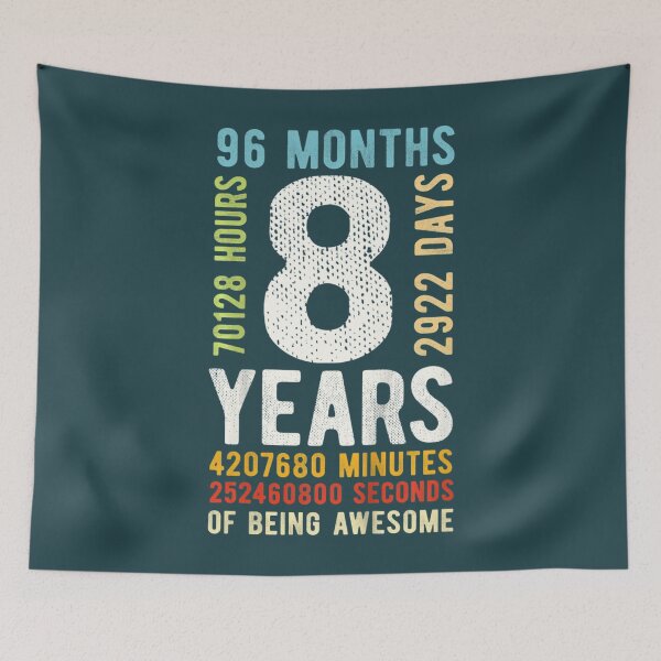 Item preview, Kids 8Th Birthday 8 Years Old Vintage Retro 96 Months designed and sold by HoteiChiko.