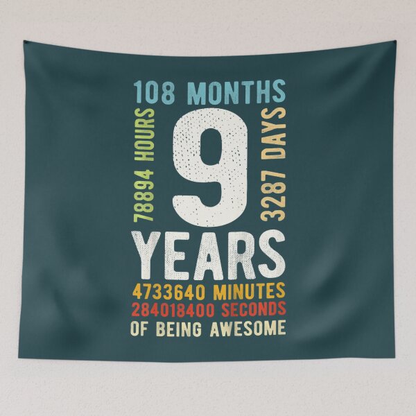 Item preview, Kids 9Th Birthday 9 Years Old Vintage Retro 108 Months designed and sold by HoteiChiko.