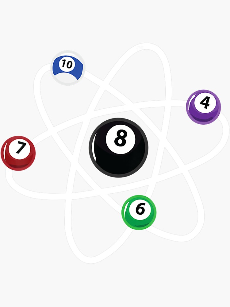 "Billiards Atom Science 8Ball Pool Lovers Billiard" Sticker for Sale