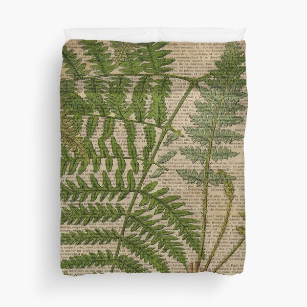 vintage foliage hipster botanical print fern leaves Duvet Cover