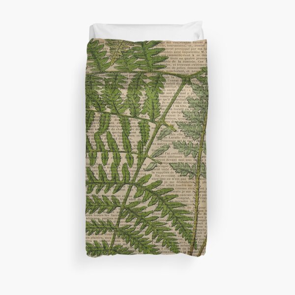 vintage foliage hipster botanical print fern leaves Duvet Cover