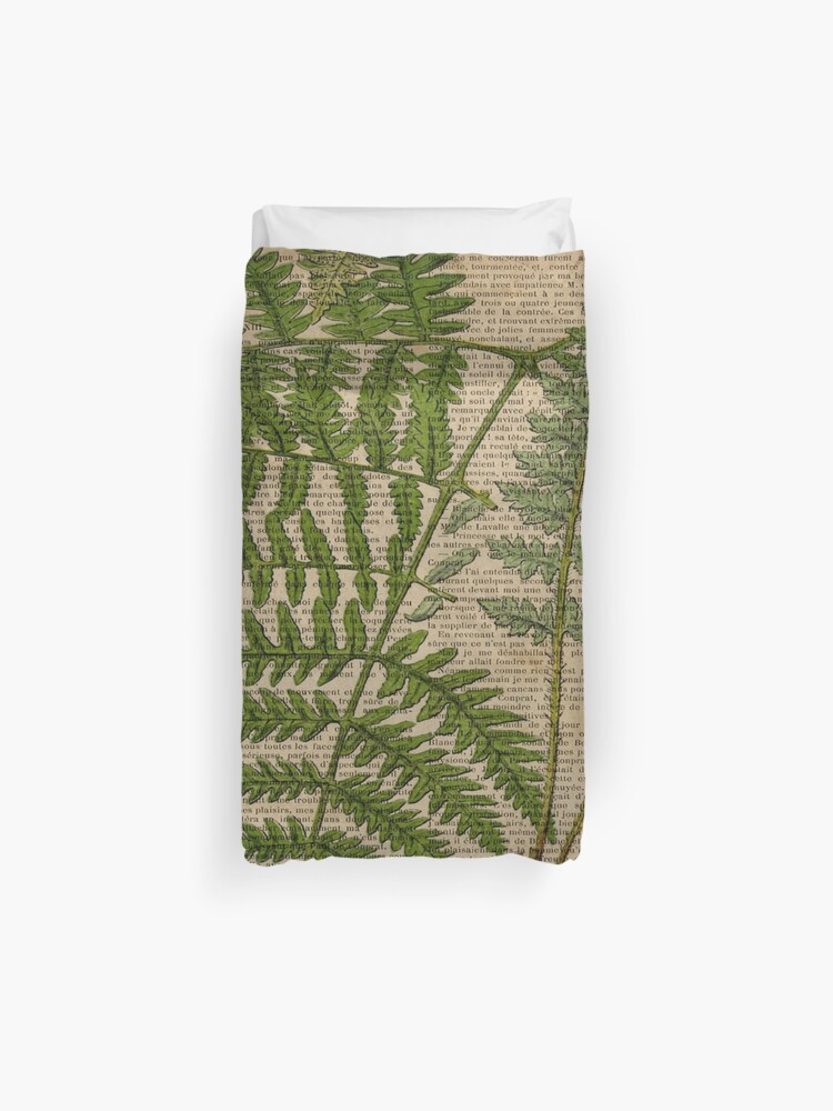 Vintage Foliage Hipster Botanical Print Fern Leaves Duvet Cover