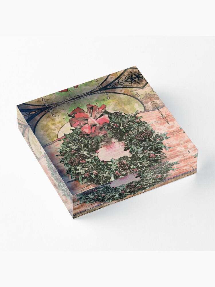 Alternate view of Joyful Wreath - Christmas in July Acrylic Block