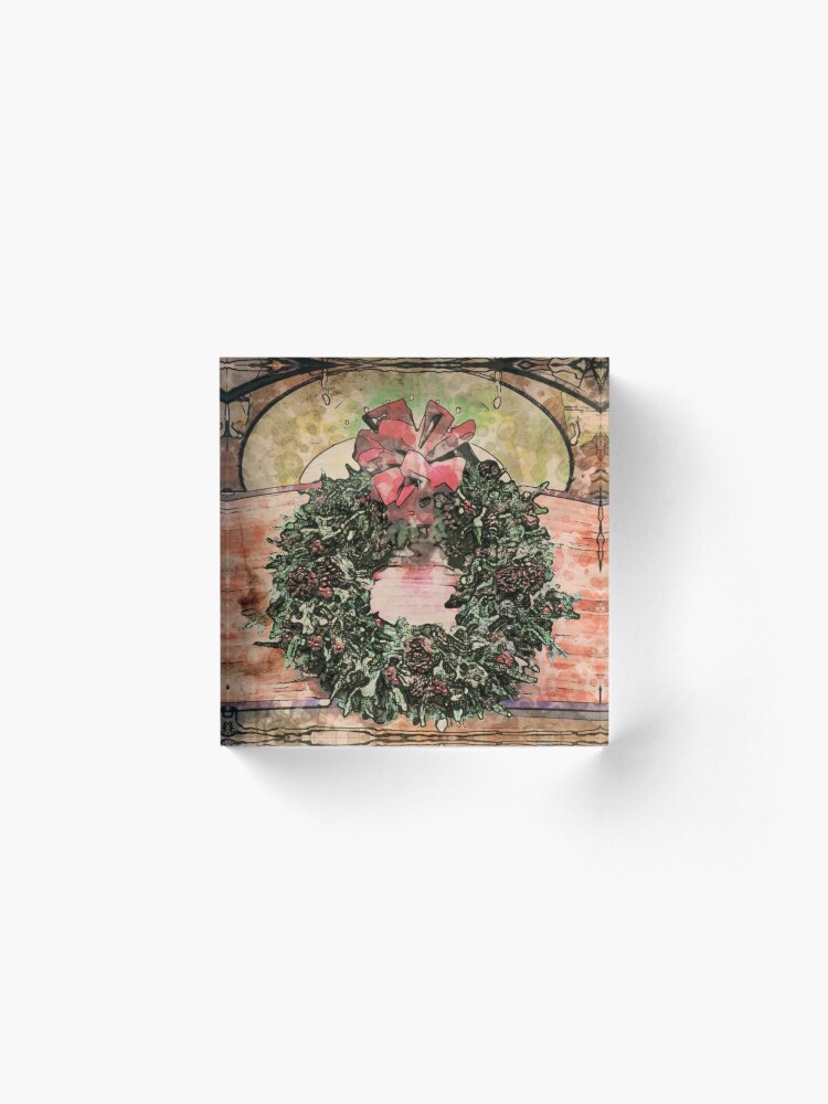 Alternate view of Joyful Wreath - Christmas in July Acrylic Block