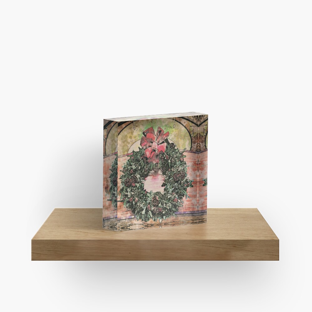 Joyful Wreath - Christmas in July Acrylic Block