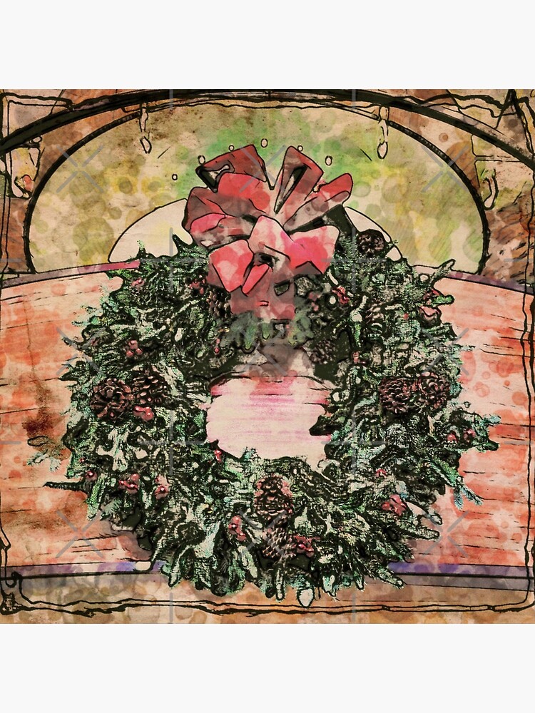 Joyful Wreath - Christmas in July by OneDayArt