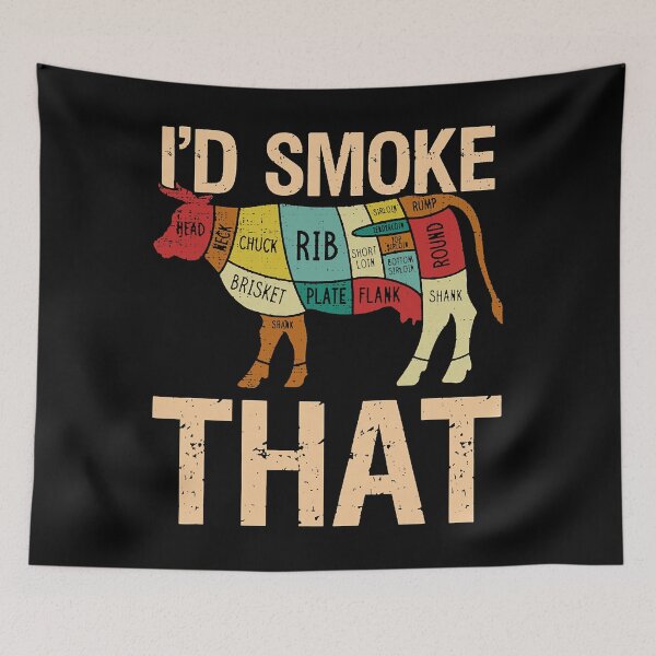 Item preview, I'd Smoke That Cow Beef Funny Chef Butcher Cook BBQ designed and sold by xmjajd.