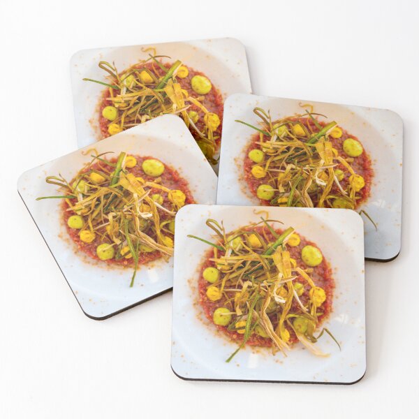 Item preview, Beef Tartare with Saffron and Leek and Salted Almond on a white Plate designed and sold by Mats Silvan.