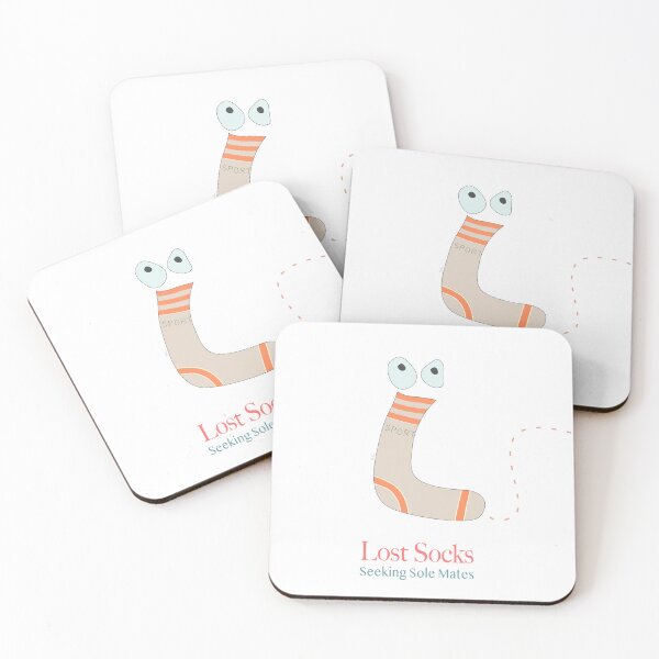 Number Two Light Brown Sock- Lost Socks Seeking Sole Mates Coasters (Set of 4)