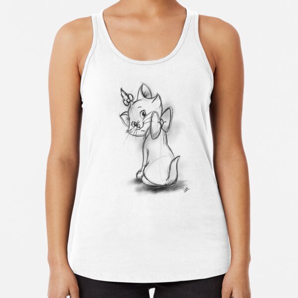 Scribble Minnie Mouse Ladies Racer Back Tank Top- Hand Drawn