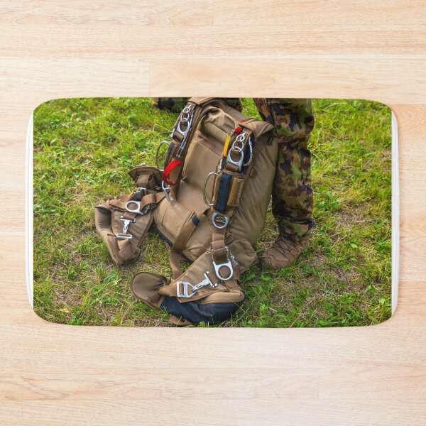 Item preview, Military Parachuter Standing on the Grass with His Parachute designed and sold by Mats Silvan.