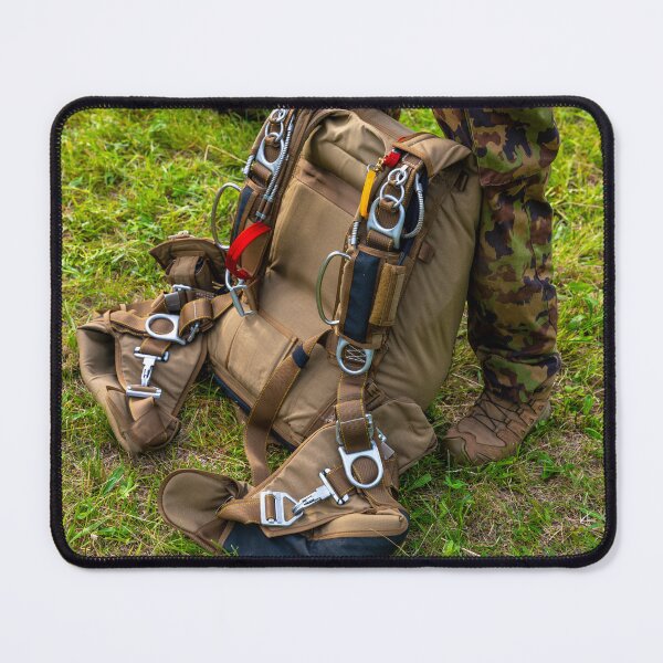 Item preview, Military Parachuter Standing on the Grass with His Parachute designed and sold by Mats Silvan.