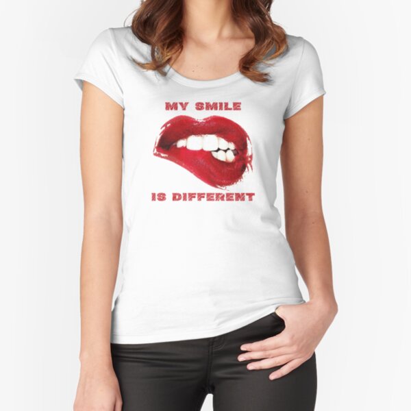 My Smile Is Different (red text) Sissy Fitted Scoop T-Shirt