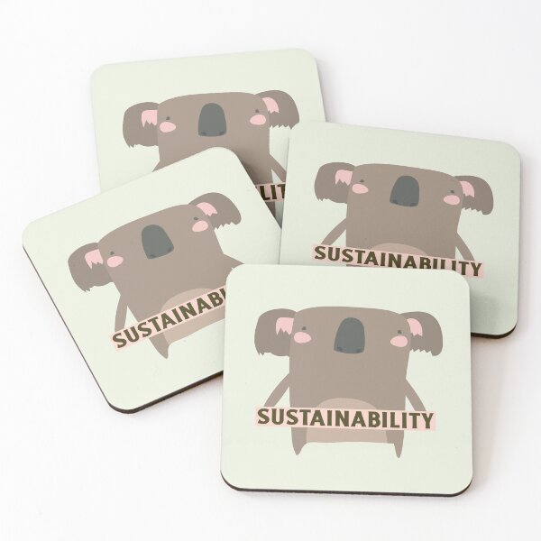 Item preview, Sostenibilidad Cute Brown Koala Bear With Pink Cheeks Holding A Sign designed and sold by pixelplaza.