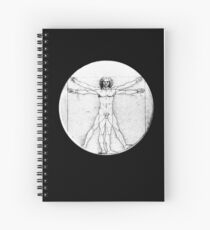 LEONARDO, Da Vinci, The Vitruvian Man, Naked, CIRCLE, c.1485, Academia, Venice, on BLACK. Spiral Notebook