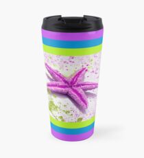 Paint Spattered Star Fish in Purple Travel Mug