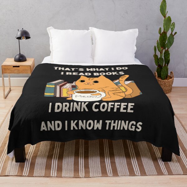 Item preview, That's What I Do I Read Books I Drink Coffee And I Know Things Orange Cat designed and sold by RedFlowerful.