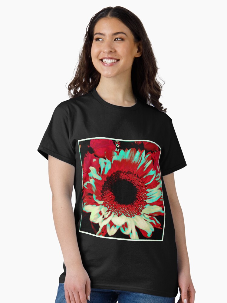 Thumbnail 2 of 7, Classic T-Shirt, Bright Floral - Fiery Sunflower Design designed and sold by OneDayArt.