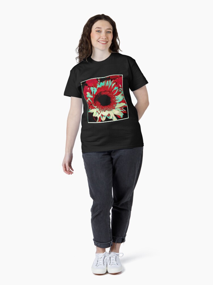 Thumbnail 4 of 7, Classic T-Shirt, Bright Floral - Fiery Sunflower Design designed and sold by OneDayArt.
