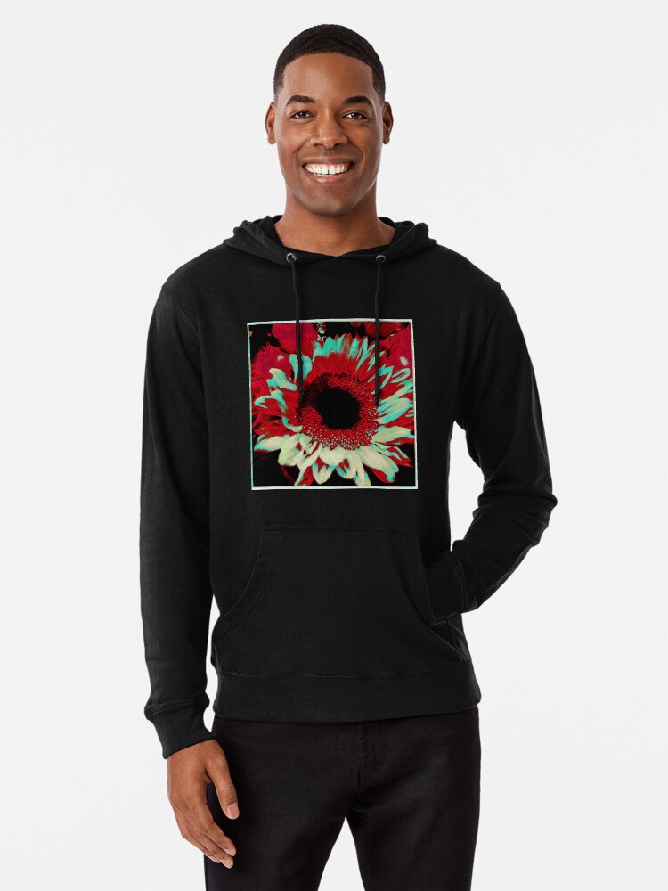 Thumbnail 2 of 5, Lightweight Hoodie, Bright Floral - Fiery Sunflower Design designed and sold by OneDayArt.