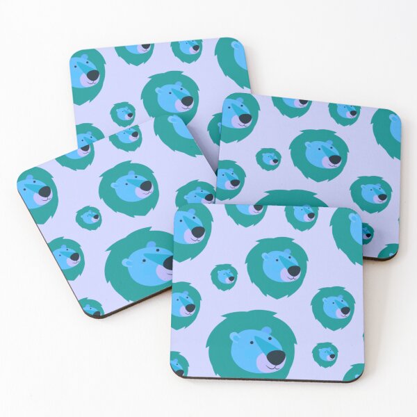 Item preview, Stuffed Lion Pattern Featuring Cute and Colourful Blue Green Lions, For Kitty Lovers and Cat owners  designed and sold by haRexia.