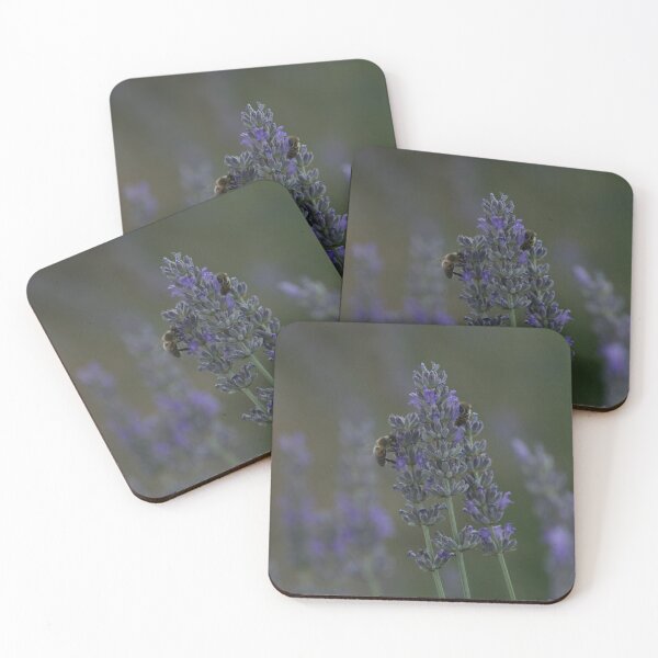 Item preview, Honey Bees On Lavender Stalks Close Up Photography designed and sold by taiche.