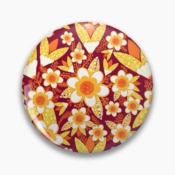 Item preview, Retro Nostalgic Daisy Pattern - Orange  Palette designed and sold by Squarebird.