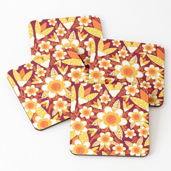 Item preview, Retro Nostalgic Daisy Pattern - Orange  Palette designed and sold by Squarebird.