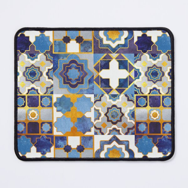 Item preview, Spanish moroccan tiles inspiration // indigo blue golden lines designed and sold by SelmaCardoso.
