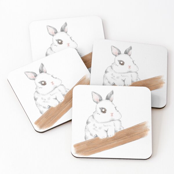 Item preview, Broken Black Rabbit with Wood  designed and sold by bunniesmee.