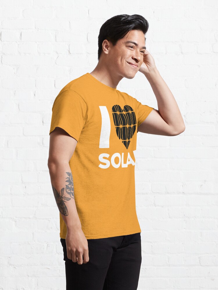 Classic T-Shirt, I Love Solar (Yellow) designed and sold by Jarren Nylund