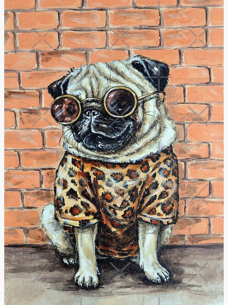 Fashion Dogs Pug style Art Board Print for Sale by OhMyPug Redbubble