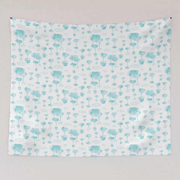 Item preview, Trees and clouds pattern -  turquoise designed and sold by Nira-Bar.