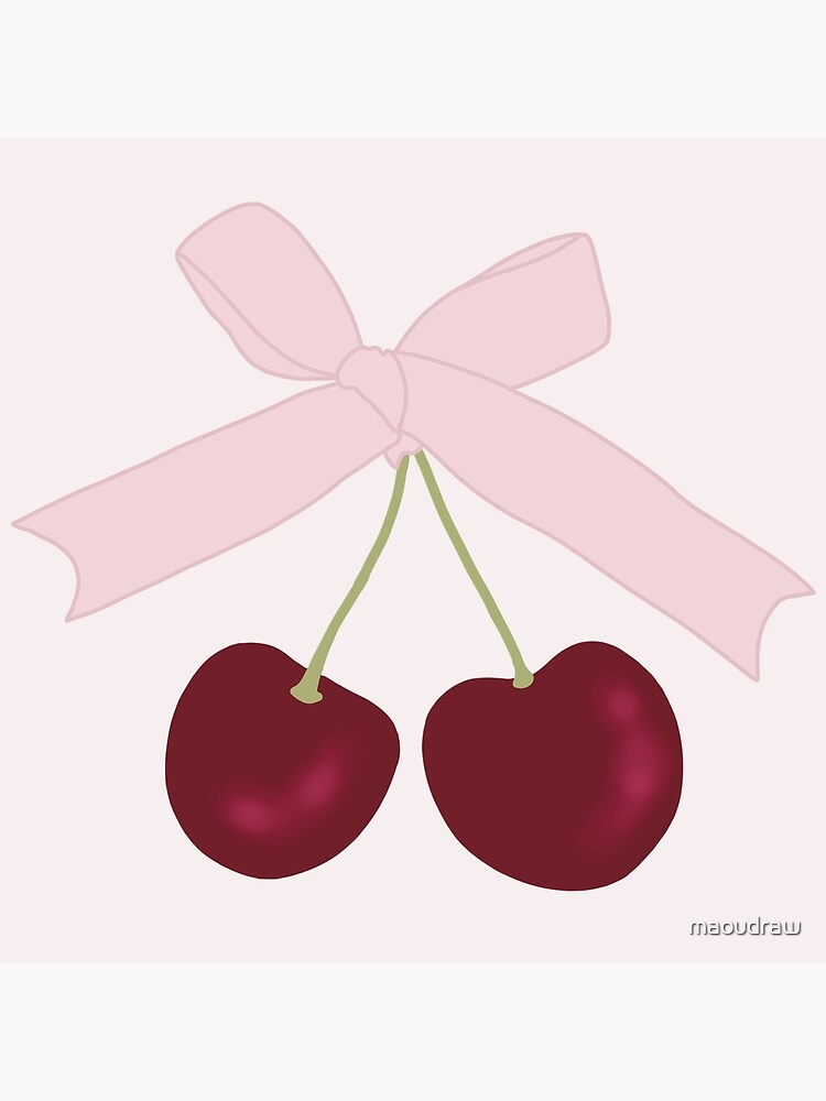 "cherries knot ribbon aesthetic dollette coquette pink red" Poster for