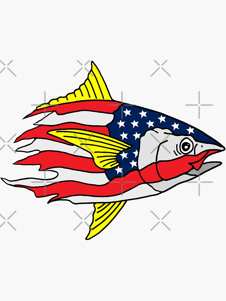 Tuna Head USA American Flag | Sticker