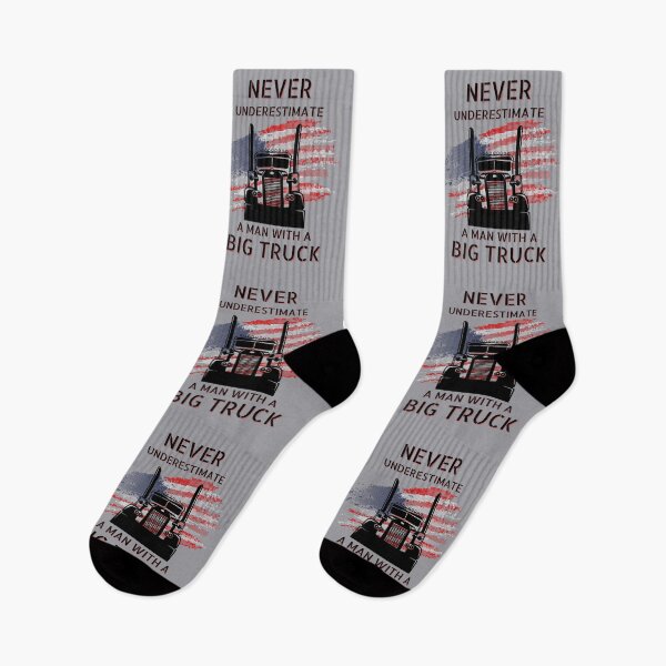 Item preview, Never Underestimate A Man With A Big Truck USA American Flag OTR Merica Semi Over the Road Trucker Trucking Long Haul Long Distance Travel Rig designed and sold by CarantinedChaos.