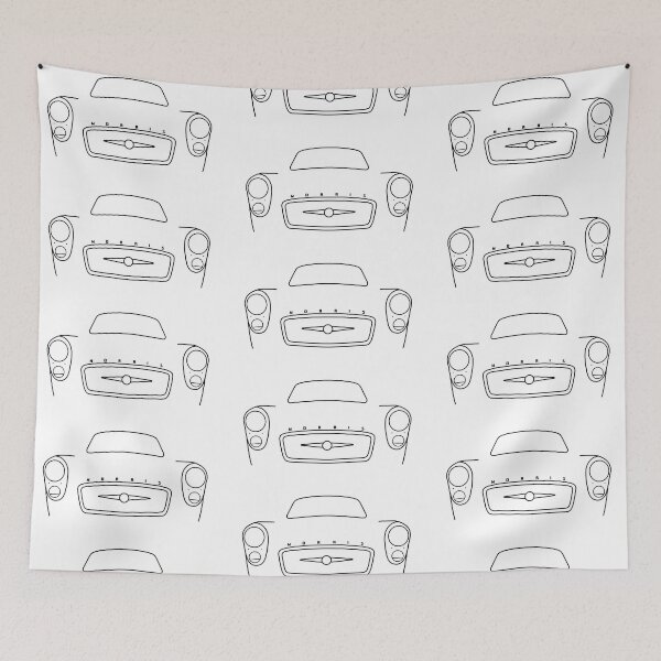 Item preview, Morris Major Series 2 1950s classic car black minimal outline graphic designed and sold by soitwouldseem.