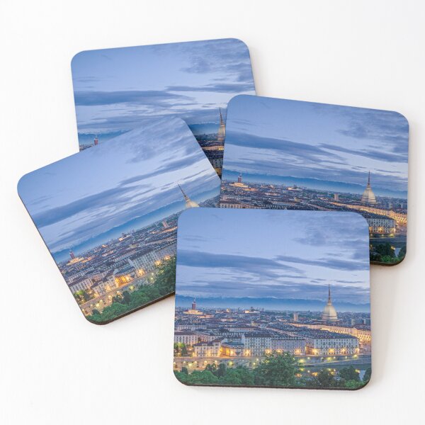 Item preview, Turin high definition skyline panorama with Mole Antonelliana at blue hour designed and sold by MarcoSaracco.
