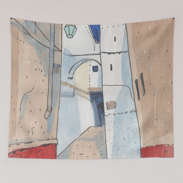 Item preview, Somewhere in Morocco, Paper Collage, Old Town Street Sketch designed and sold by Julia Khoroshikh.