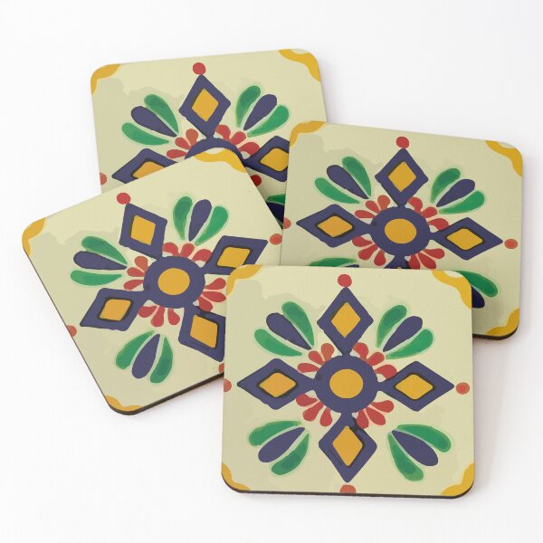Item preview, Geometric flower colorful handmade talavera tile designed and sold by T-Mex.