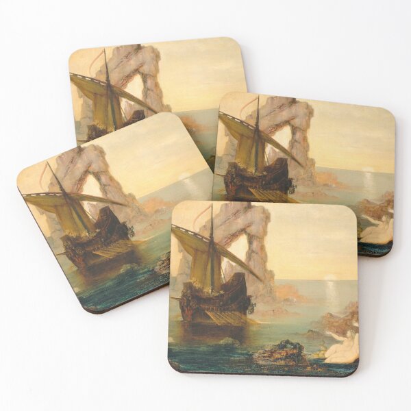 Item preview, Vintage antique Galleon ship painting designed and sold by Vintage Designs +.