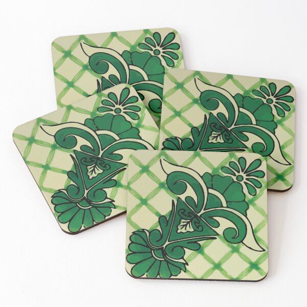 Item preview, Green bouquet mexican tile abstract boho pottery designed and sold by T-Mex.