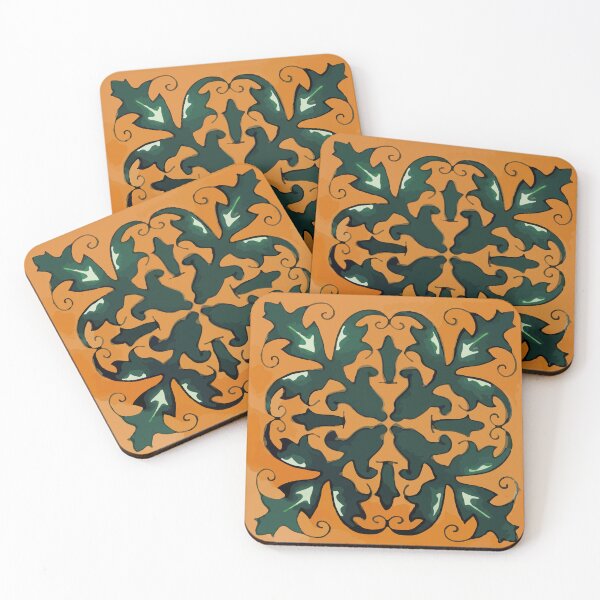 Item preview, Rustic leaves baroque pattern orange mexican tile designed and sold by T-Mex.